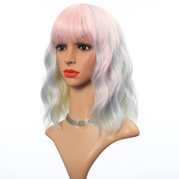 Rainbow Wigs With Air Bangs - Picture 1 of 4